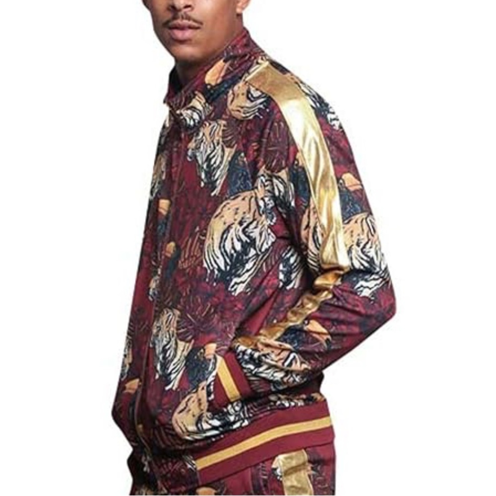 G-STYLE Tiger Print Jacket with Gold Accents SIZE M pre owned